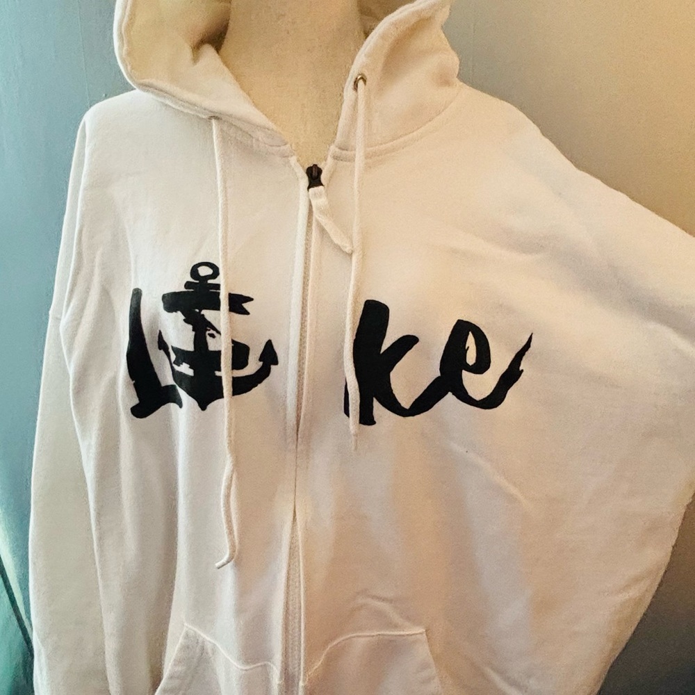 White Hoodie with Anchor Graphic